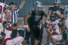 Nature Coast running back, Christian Comer, scored a touchdown and a game tying 2 point conversion to knot the game at 14-14 late in the fourth quarter. Photo by Joe DiCristofalo 9/8/23