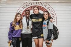 Four Hernando Girls place at the first annual Women of Ironman Tournament at Walsh Jesuit High School in Cuyahoga Falls, OH. Left to right: Savanna Valle 7th, Makenzie Eltzroth 1st, Grace Leota 4th, Emma Bauknight 6th.[Credit: Cynthia Leota]