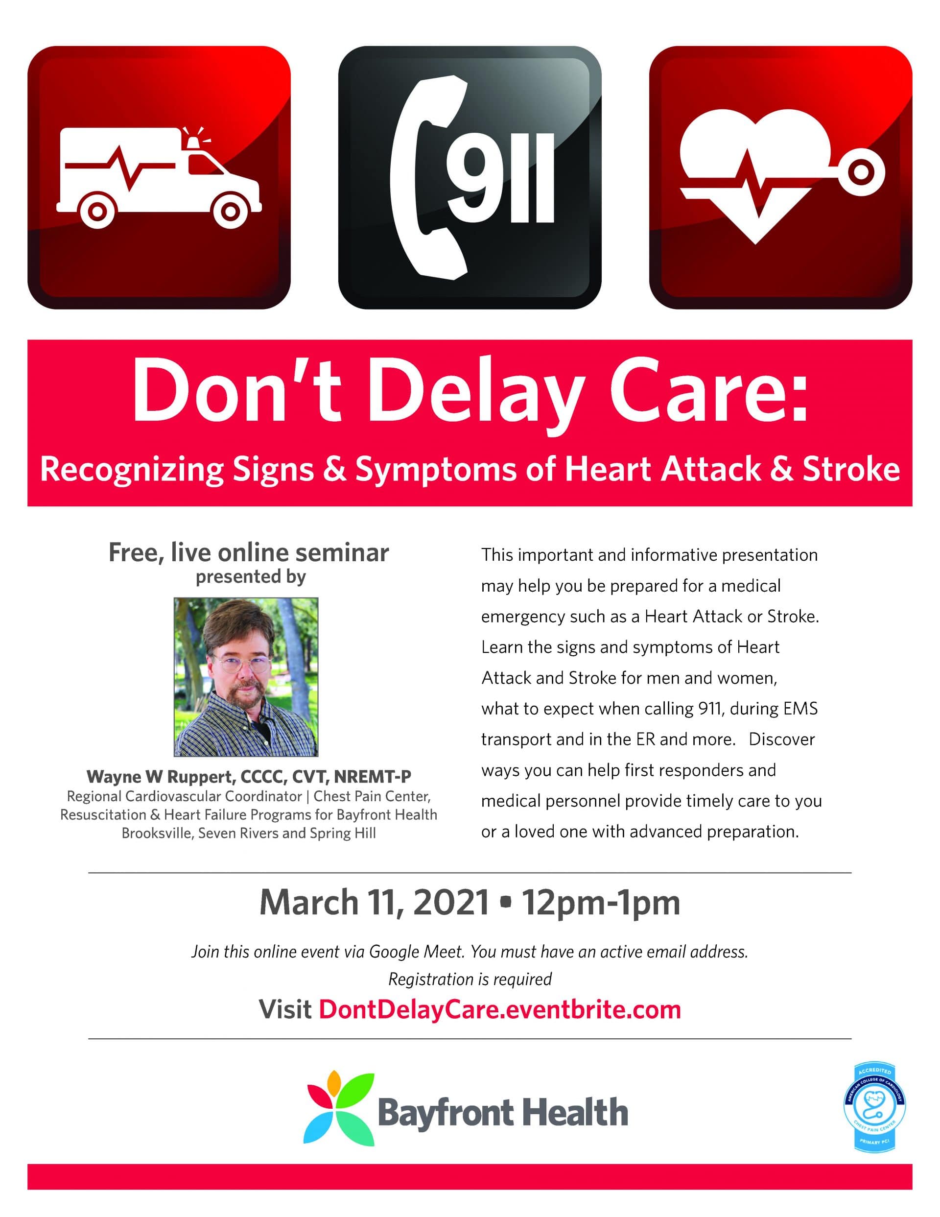 Don’t Delay Care: Recognizing Signs & Symptoms of Heart Attack & Stroke ...