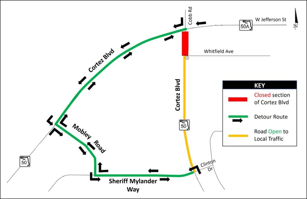 SR 50 (Cortez Boulevard) to be closed at Cobb Road / Jefferson Street ...