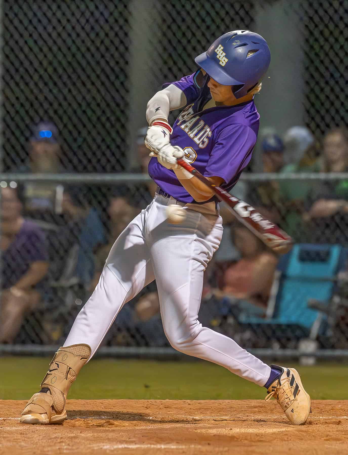 Hernando High’s, 2, Austin Knierim contributed two doubles and four RBI in the FHSAA 4A Regional semifinal game versus Nature Coast. Photo by [Joseph Dicristofalo]