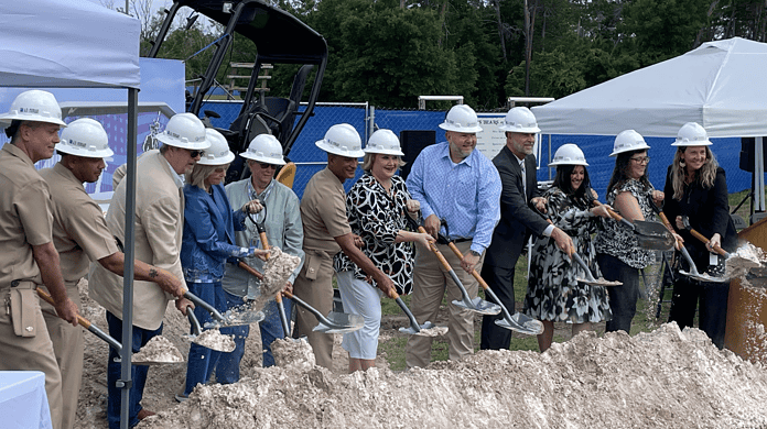 Breaking ground for the field house. [Photo by Sarah Nachin]