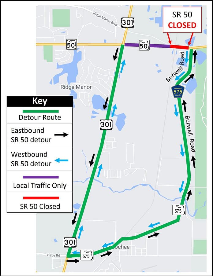SR 50 detour map