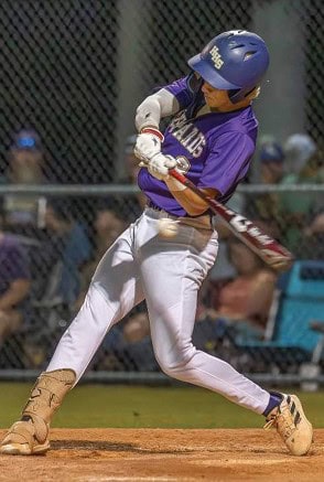 Hernando High’s Austin Knierim contributed two doubles and four RBI in the FHSAA 4A regional semifinal game versus Nature Coast. [Photo by Joseph Dicristofalo]