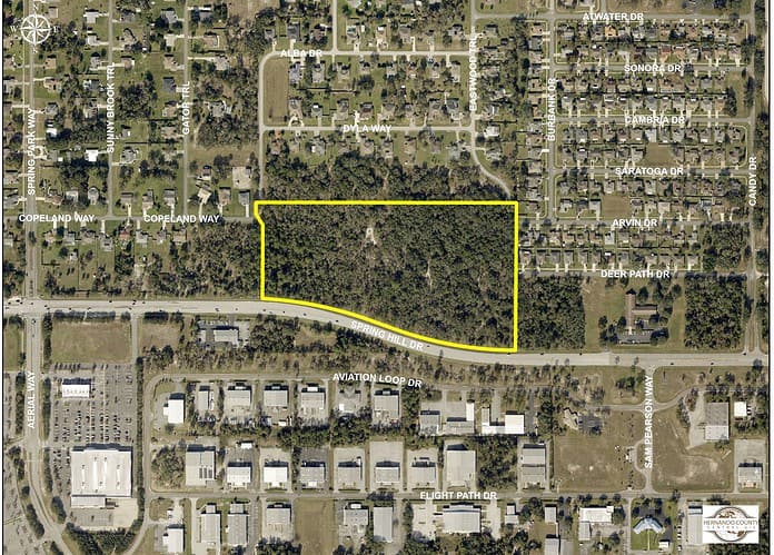 Aerial location map of 21.3-acre property. [Credit: Hernando Co. Gov]