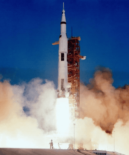 Apollo 8 became the first manned flight to orbit the moon in December 1968. [NASA]