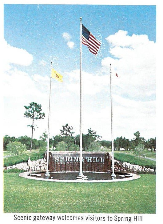 Scenic gateway welcomes visitors to Spring Hill [Credit: Deltona Corp., 1967]