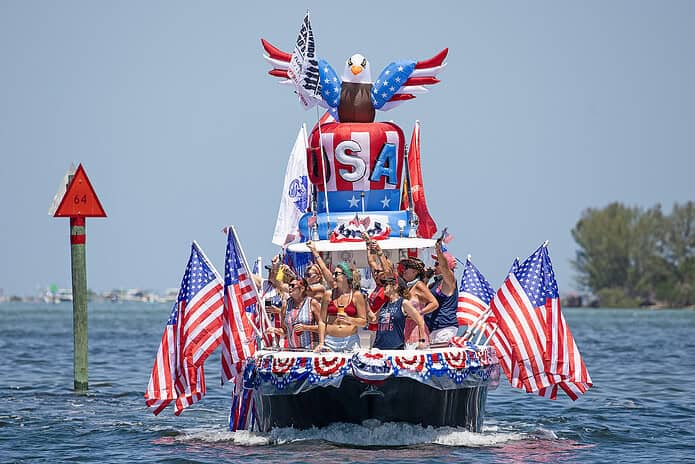 WINNER: Most Patriotic - Michael & Stacy Finsterbusch and the Hernando Beach Game Day Ladies [Photo by Frank Harder]