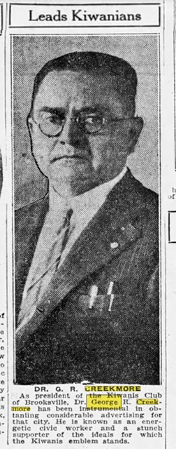 Photo of Dr. George Creekmore from a 1925 Tampa Sunday Tribune. [Public domain]