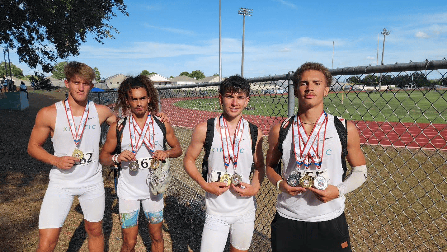 (From left to right) Brayden Barrett, Xylus Pastrana, Kason O'Neil, and Jaxson Nichols pose with their medals after their competition in Lakeland. [Photo credit: Gina Espina]