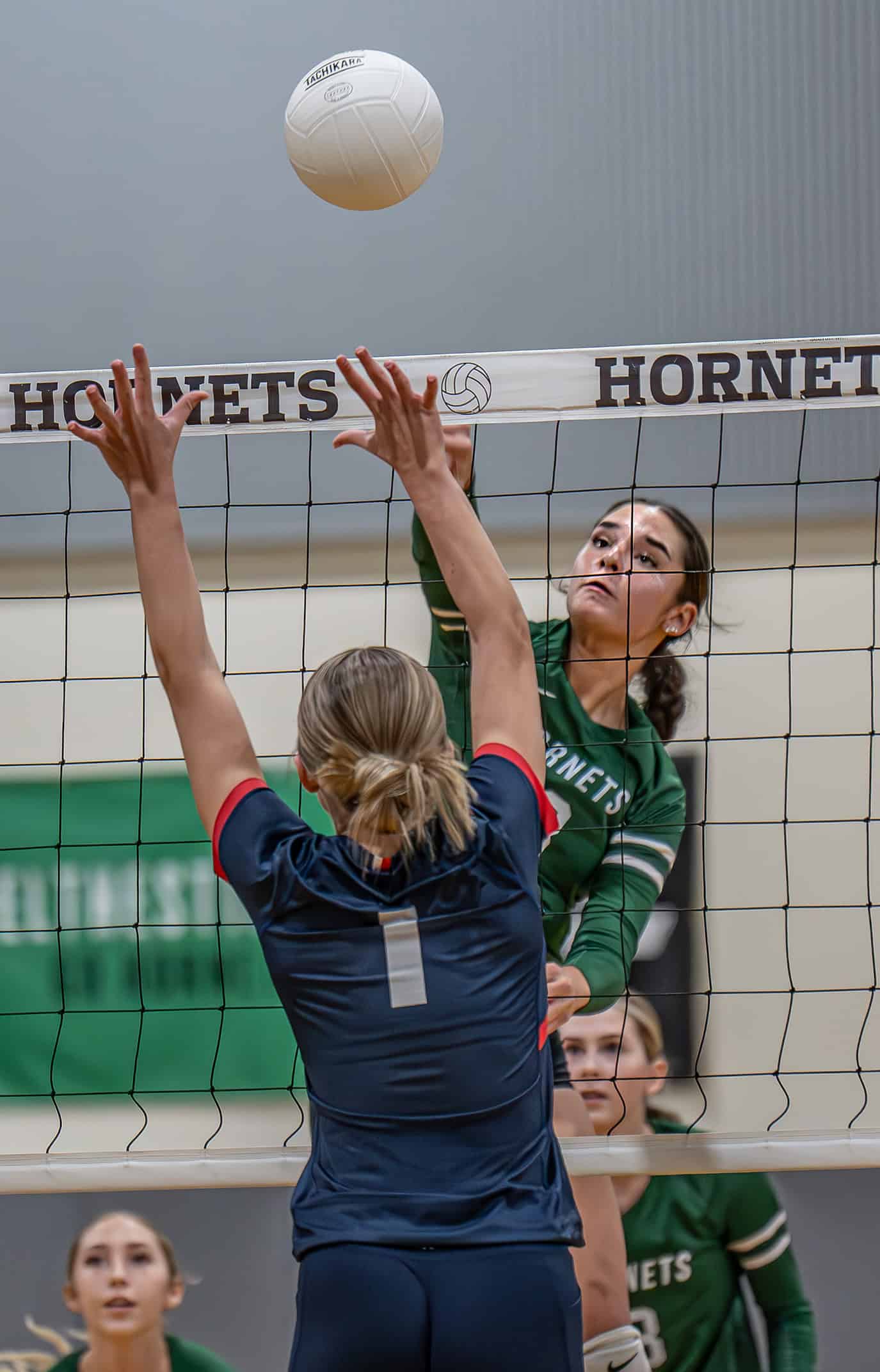 Weeki Wachee High's Marlee Schumacher punches past the defense of Rylynn Lanziero, 1, of Springstead High on Tuesday at Weeki Wachee High. (Photo by JOE DiCRISTOFALO)