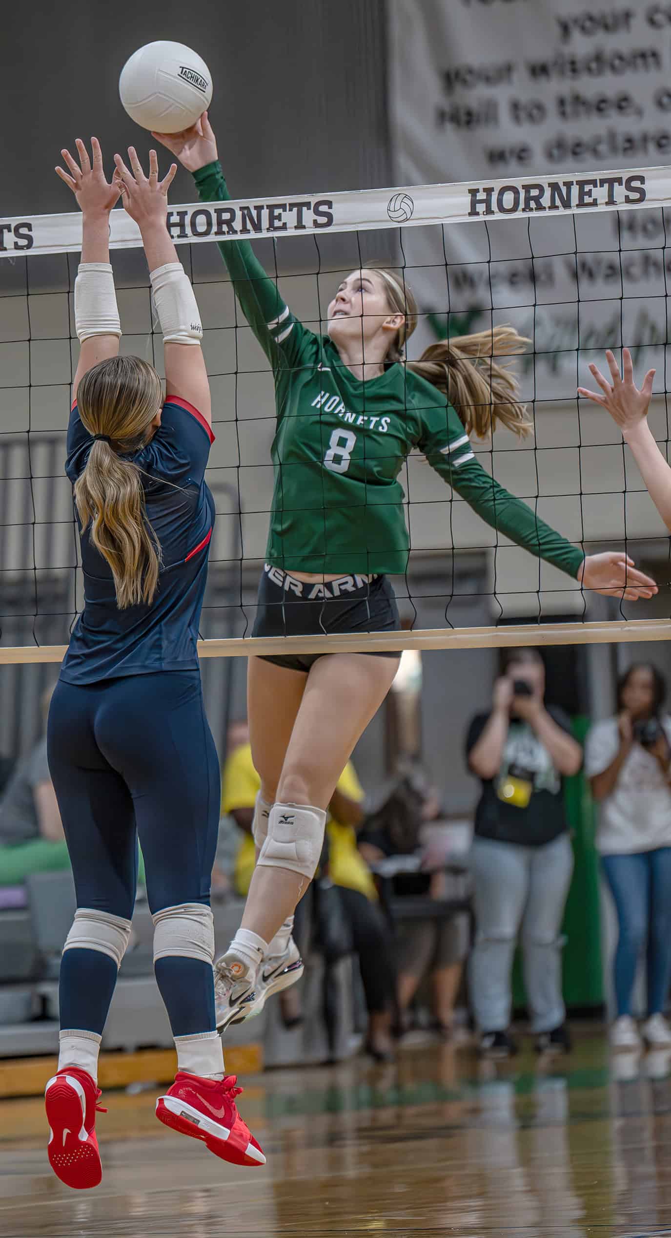 Weeki Wachee High, 8, Reese Halter attempts a fatal shot against a Springstead High defender at Weeki Wachee High on Tuesday. (Photo by JOE DiCRISTOFALO)