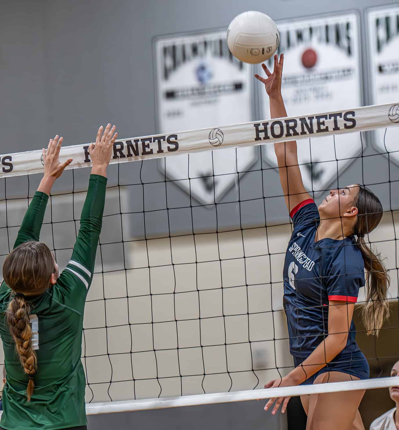 Springstead High, 6, Paloma Verde attempts a cross-court kill shot at Weeki Wachee High on Tuesday. (Photo by Joe DiCristofalo)