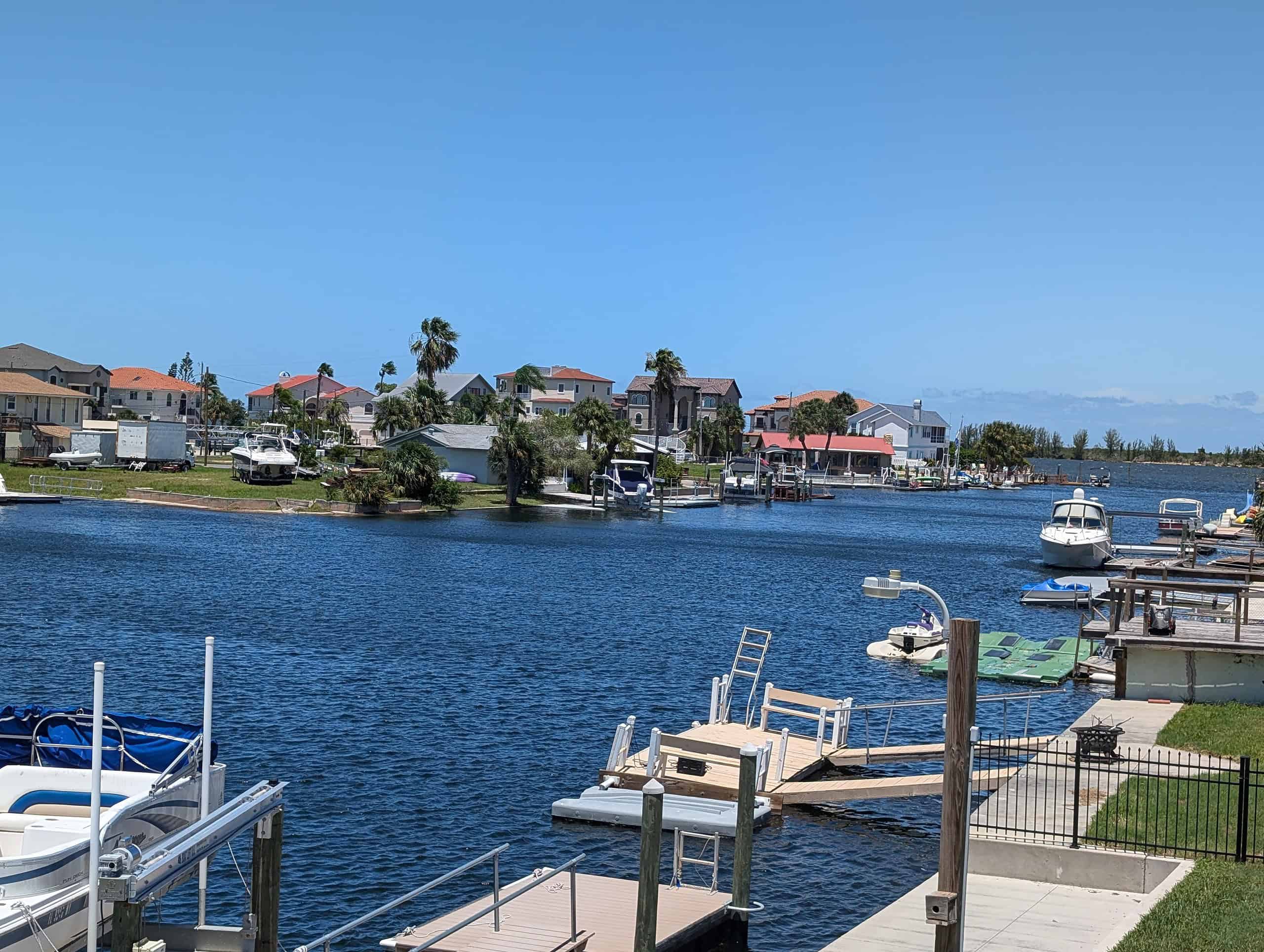 View of high water levels of Hernando Beach canal off of Gulf Wind Circle. [Credit: Hanna Maglio]