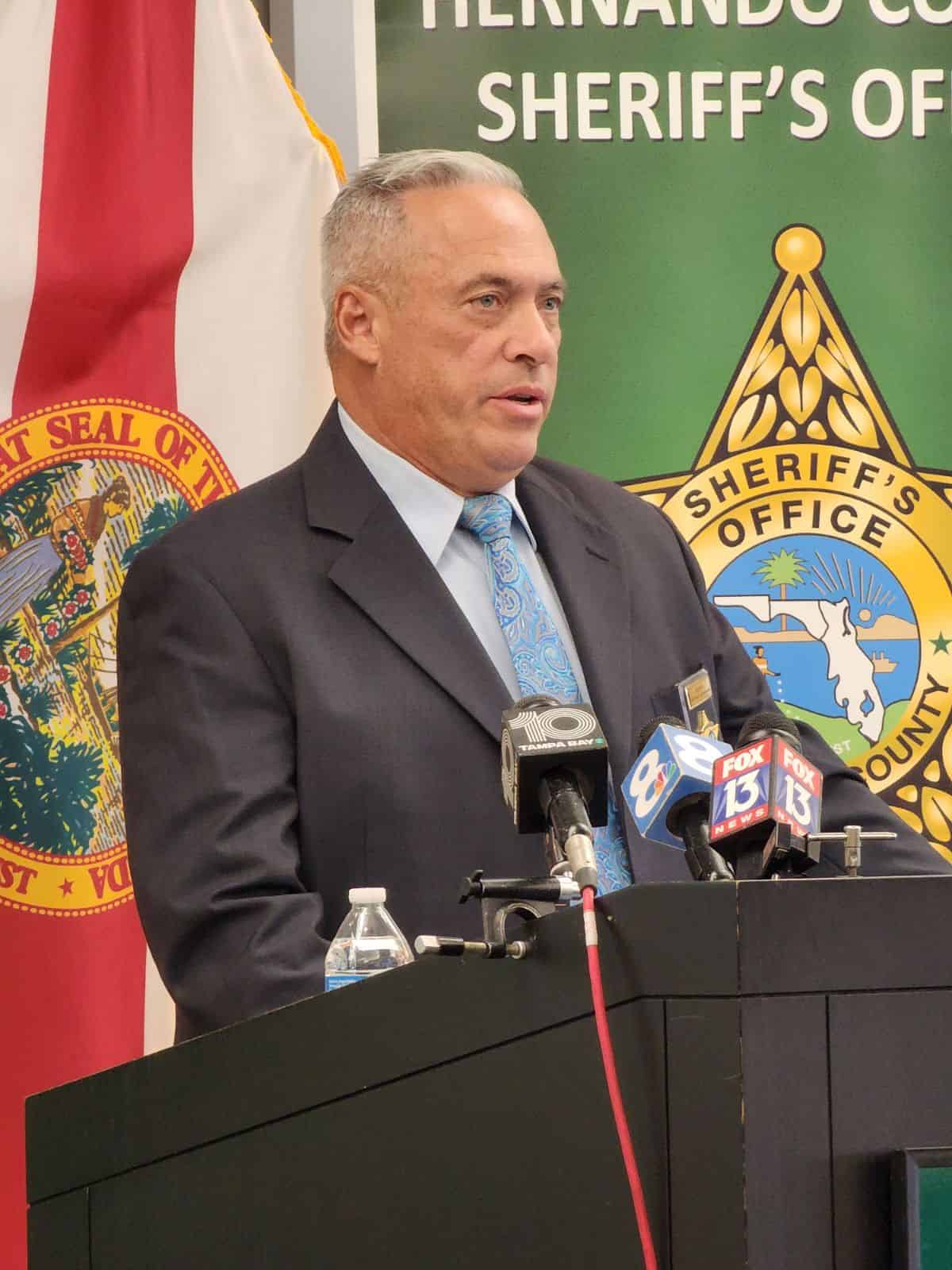 Major Case Detective George Loydgren and Sheriff Al Nienhuis speak at the Thursday press conference. [Hernando Sun Staff]