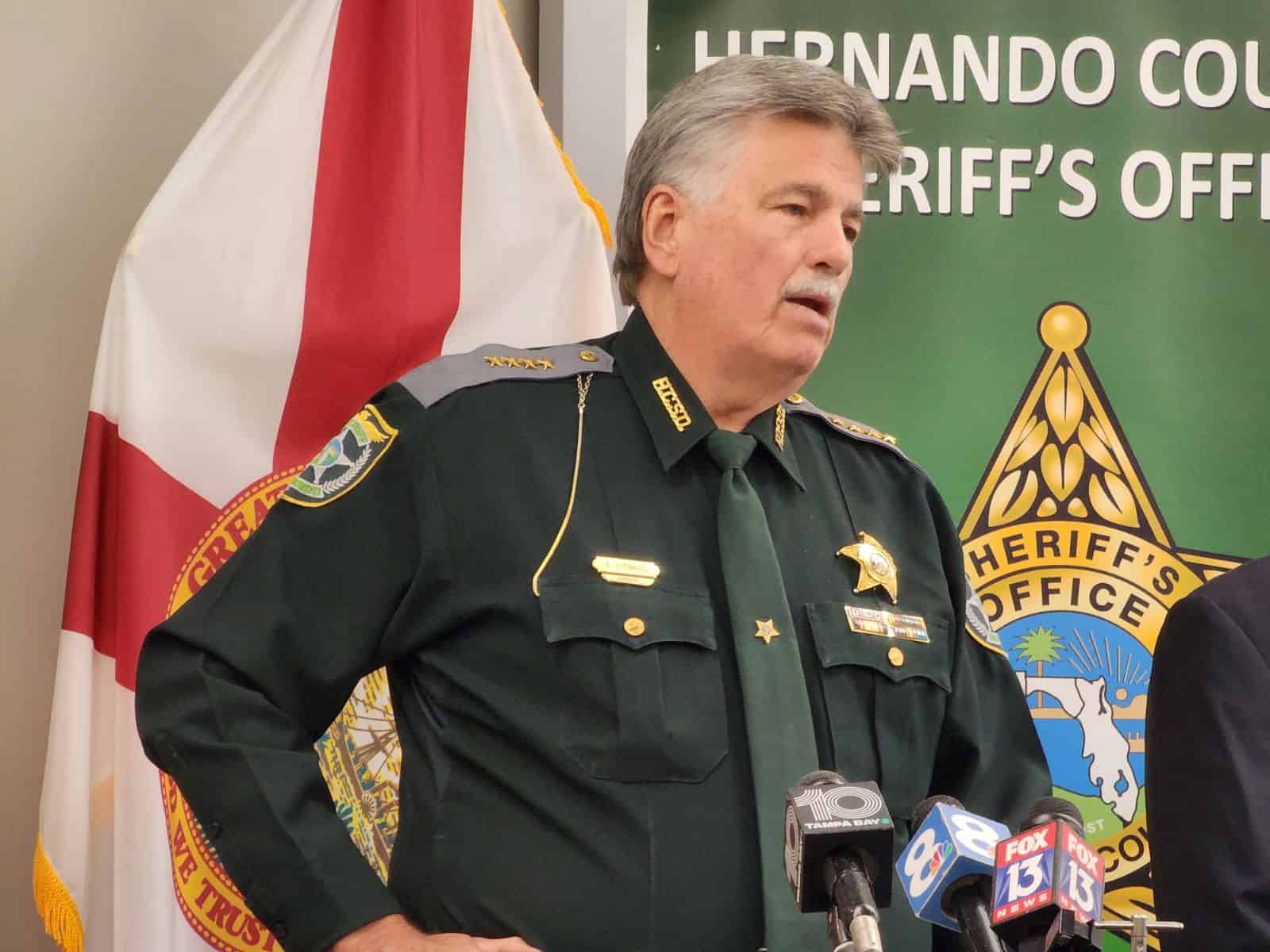 Major Case Detective George Loydgren and Sheriff Al Nienhuis speak at the Thursday press conference. [Hernando Sun Staff]