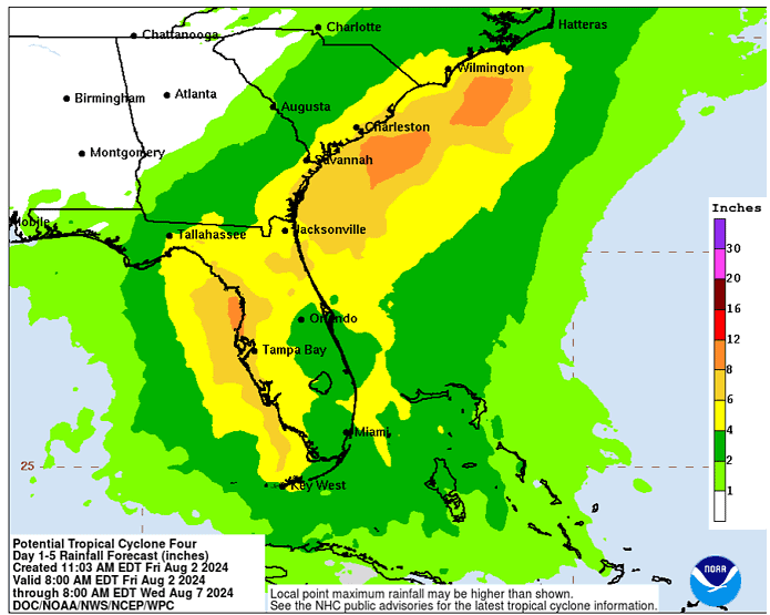 TC 4 rainfall forecast