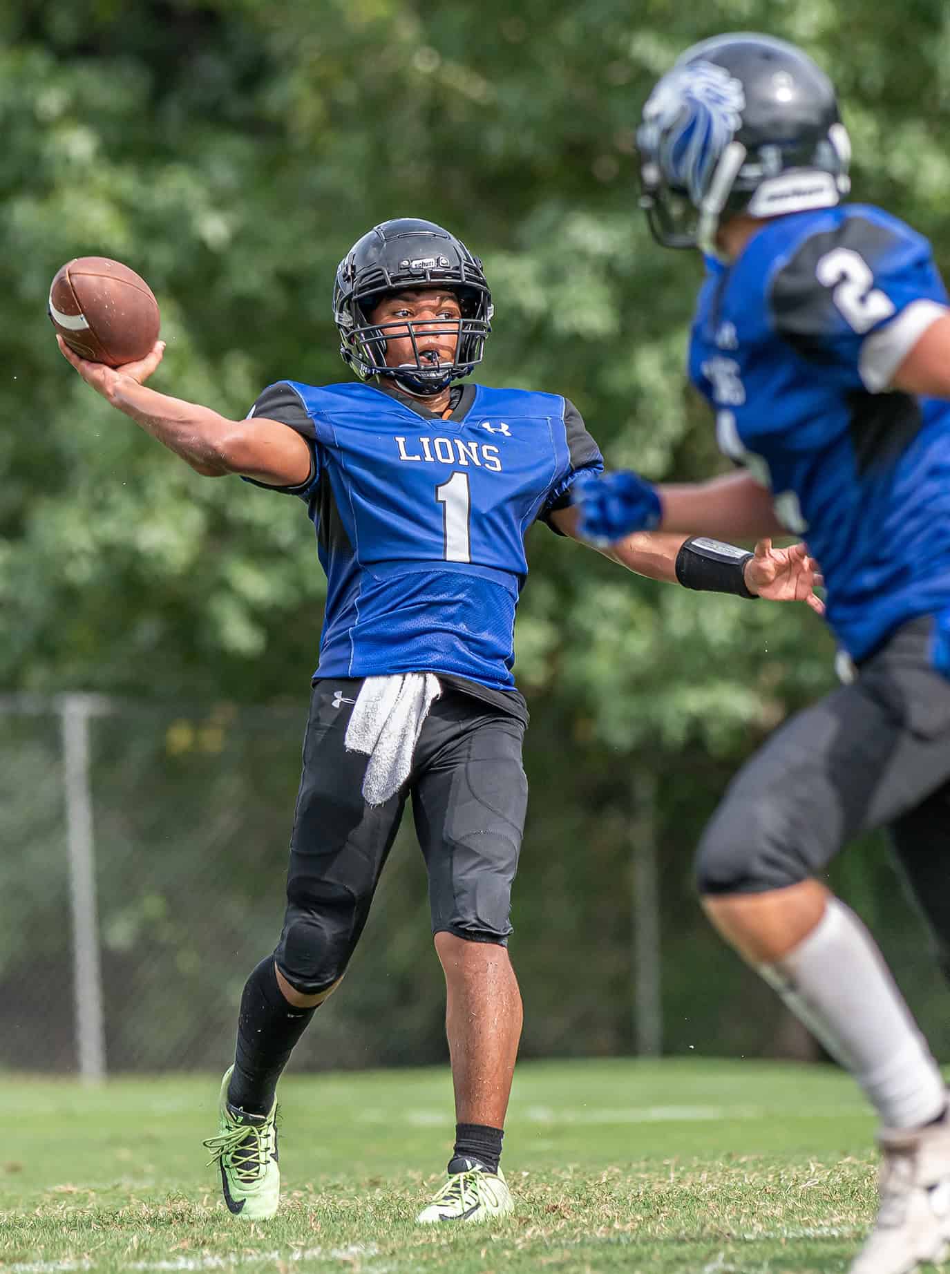 Hernando Christian Academy QB, 1,  Jaden Montzka loose a pass in the game with visiting Ocala Christian Friday afternoon in Brooksville. [Photo by Joe DiCristofalo]