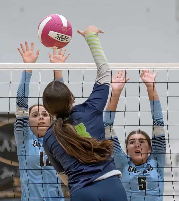 Central High, 3, Isabella Colon, tries to score over Nature Coast Tech defenders, 12, Ava Ferlita and 5, Ashley Bretz. [Photo by Joe DiCristofalo]