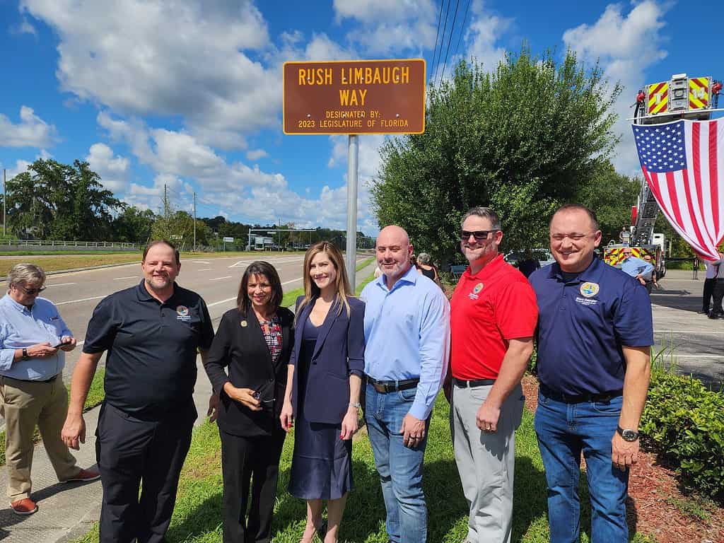 From left to right: Hernando County Commissioner Jerry Campbell, BOCC Chairwoman Beth Narverud, Katherine Limbaugh, Senator Blaise Ingoglia, BOCC Vice Chairman Brian Hawkins, Commissioner Steve Champion[Credit: Austyn Szempruch]