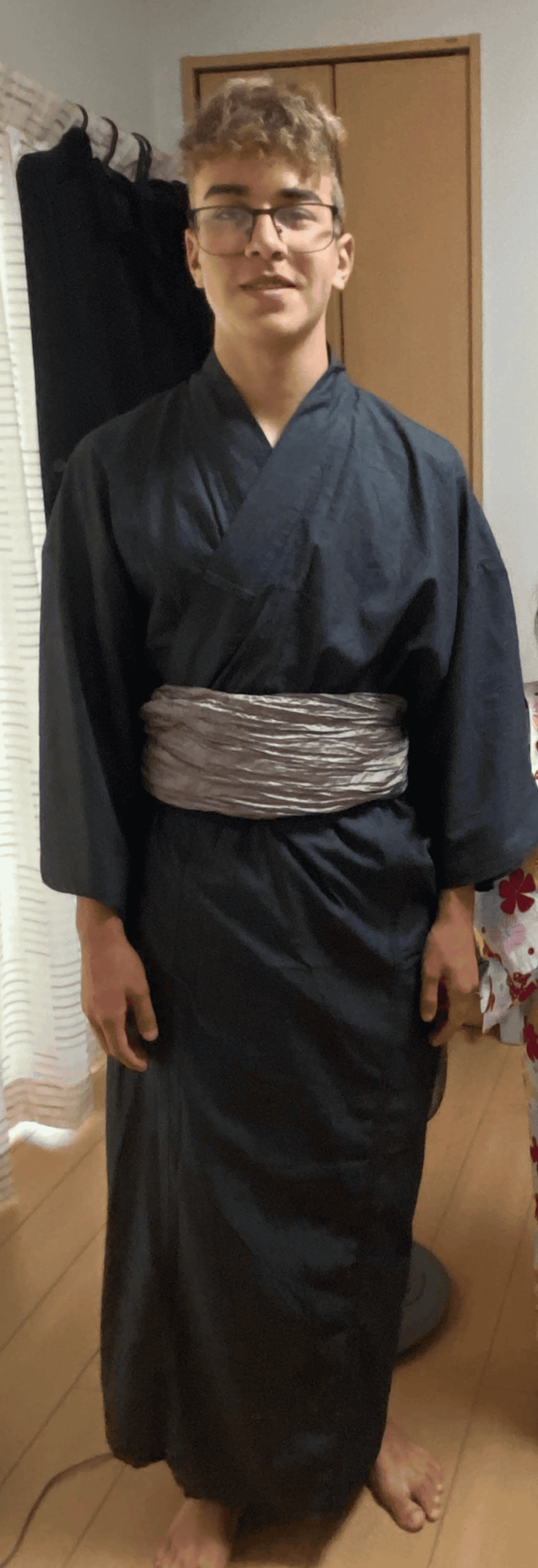 Braden wearing a traditional Japanese kimono [Courtesy photo]