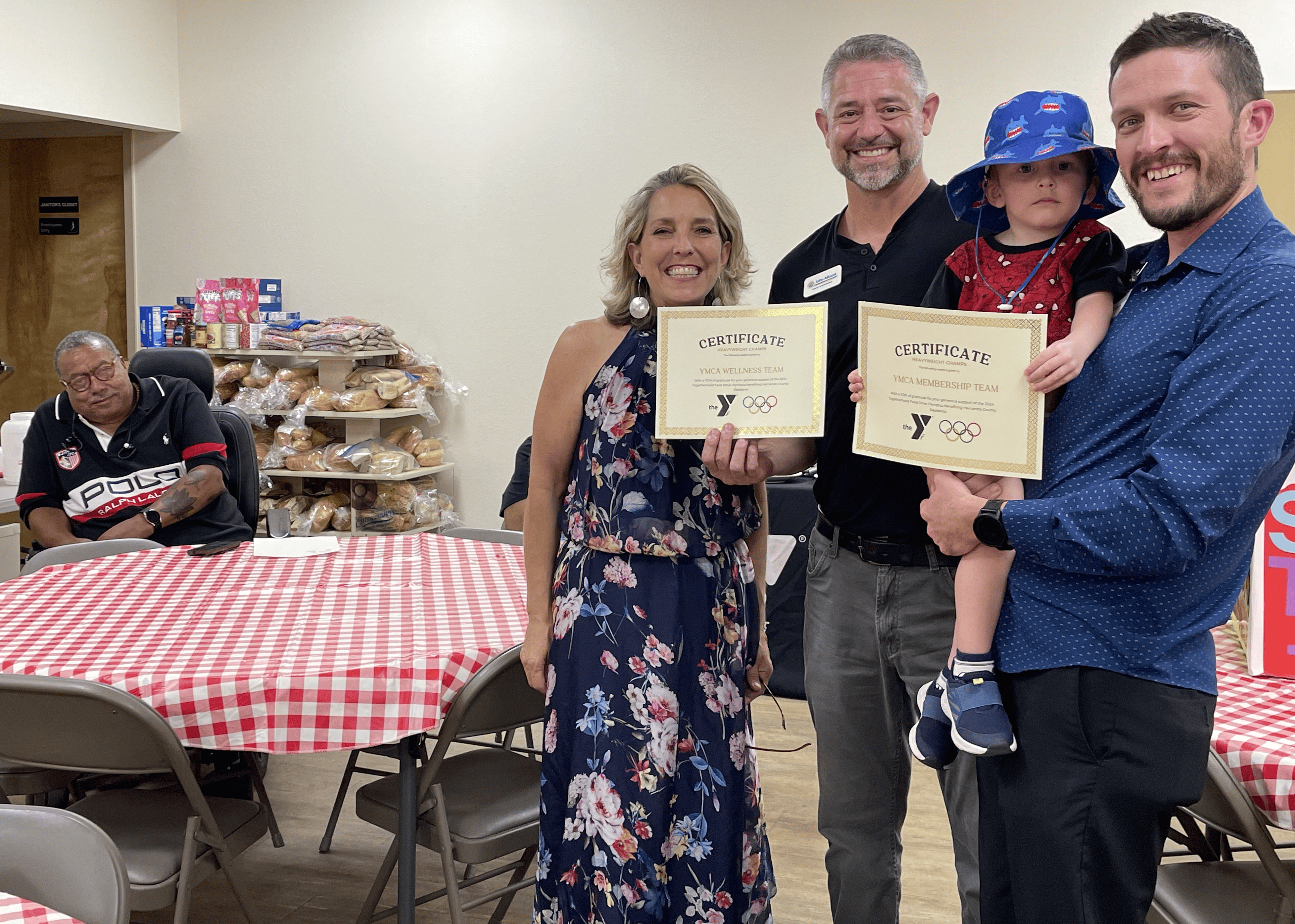 (L-R) Gerry Whitted, Ann-Gayl Ellis; John Allocco; Kent Reiber holding Kent, Jr. [Photo by Sarah Nachin]