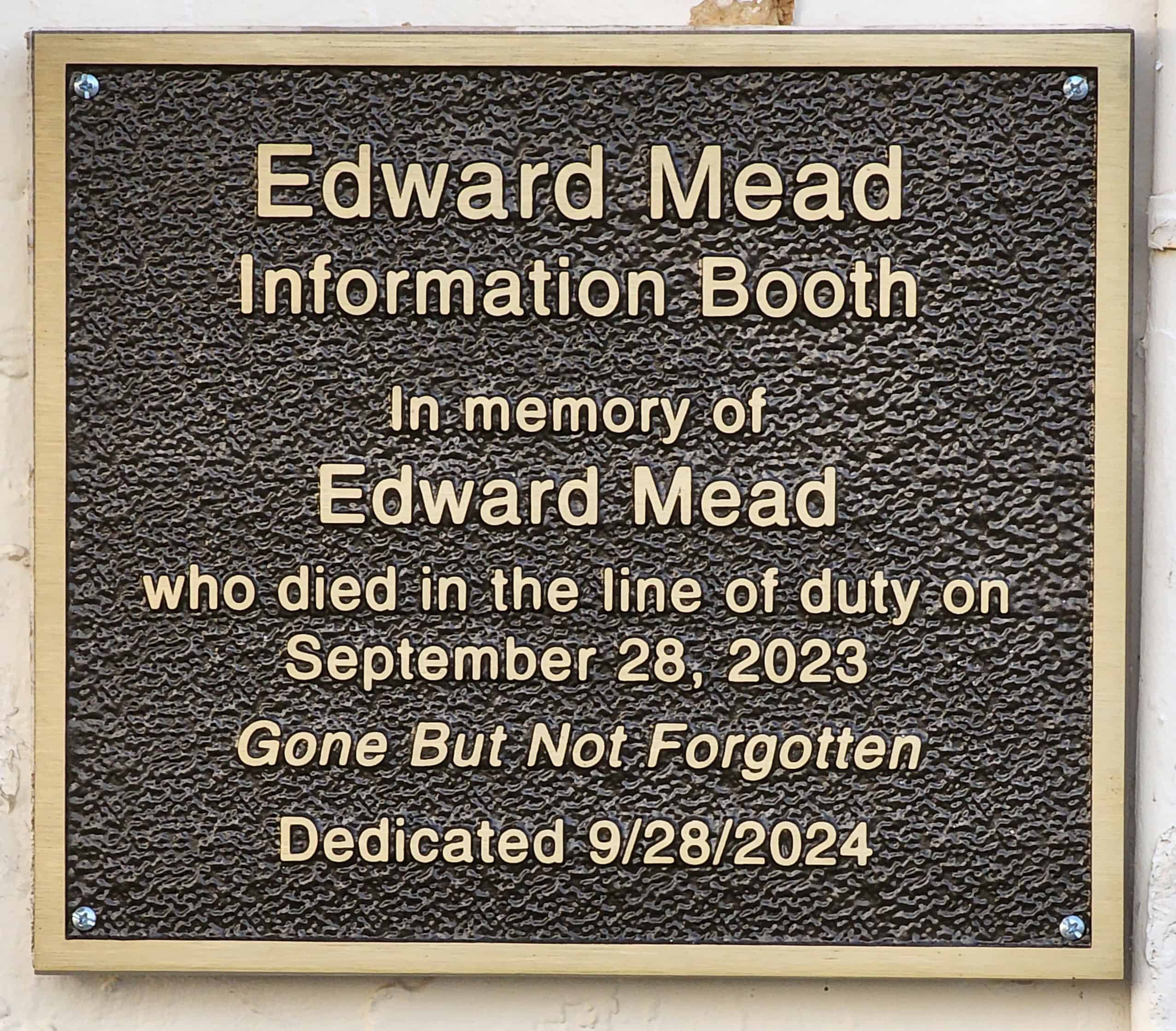 The plaque honoring Edward Mead on September 28. [Photo by Austyn Szempruch]