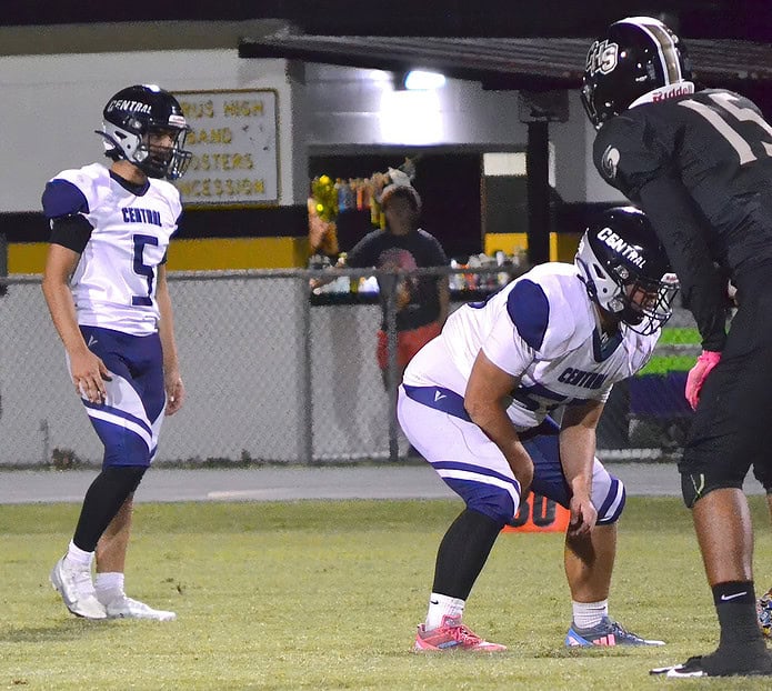 Central quarterback Nick Demos awaits a snap during Friday's game against Citrus in Inverness [Credit: Chris Bernhardt Jr.]