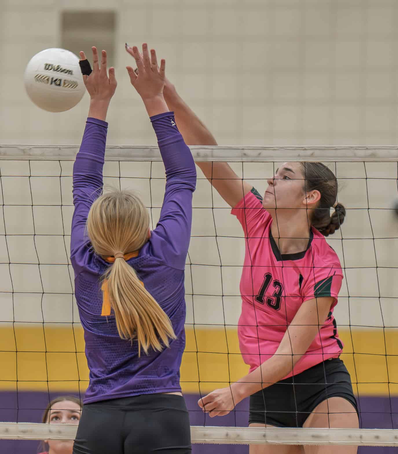 Weeki Wachee High, 13, Marlee Schumacher hits cross court in the 4A District 8 playoff against Hernando High. [Photo by Joe DiCristofalo]