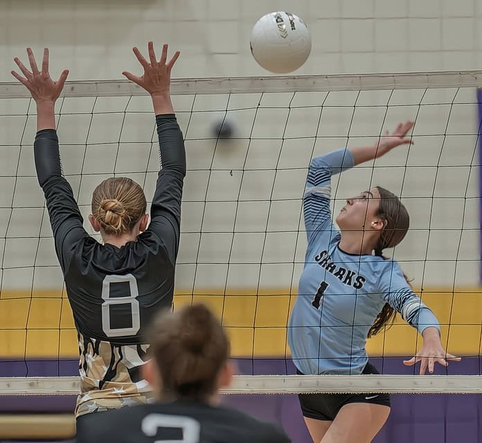 Nature Coast Tech ,1, Jalena Hawthorn readies to hit a shot in the 4A District 8 playoff match with Citrus High. [Photo by Joe DiCristofalo]