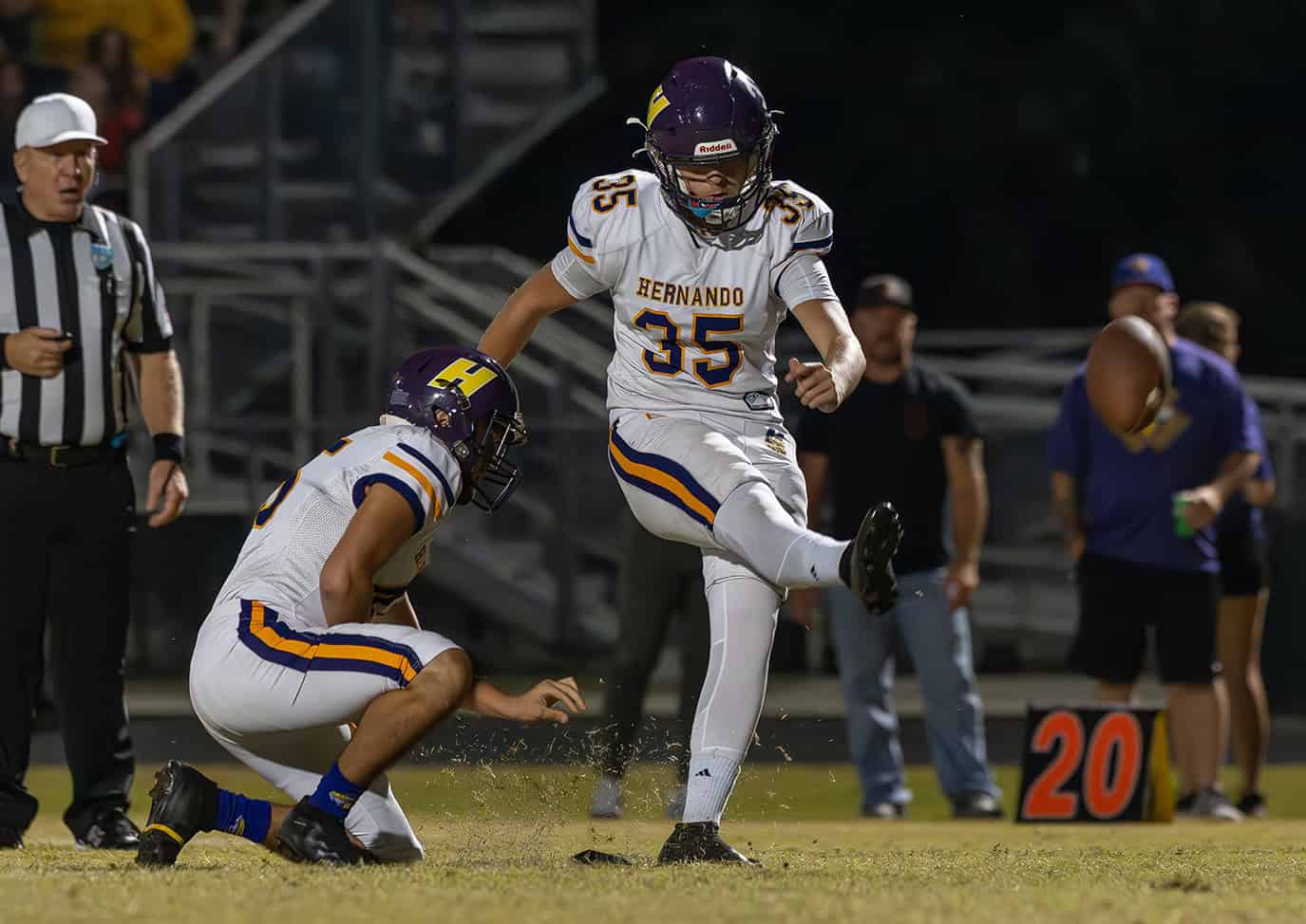 Hernando High, 35, Landon Ball connects for three points giving the Leopards a lead in the second half Friday at Weeki Wachee High, [Photo by Joe DiCristofalo]