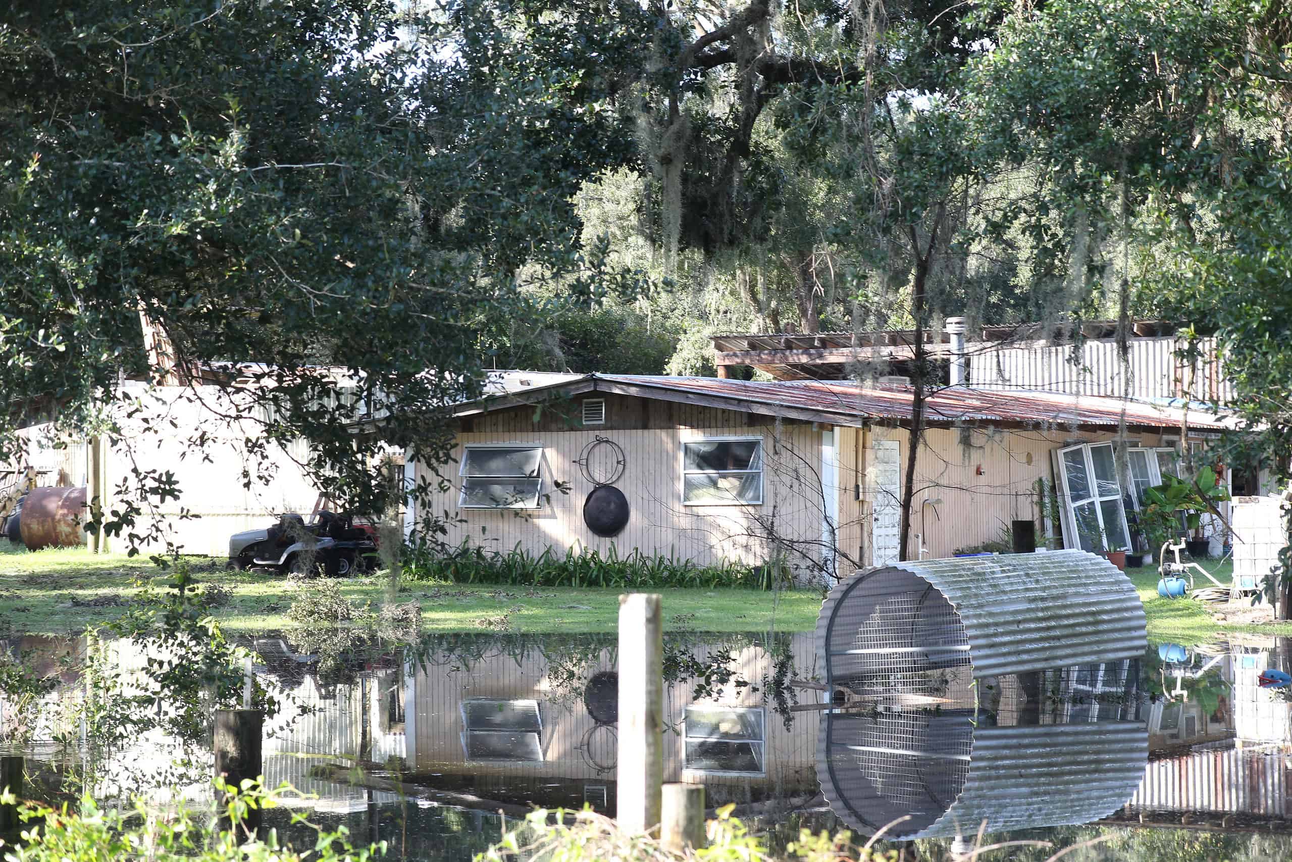 The Withlacoochee River nears home on Paul R Steckle Lane in Ridge Manor, Fla., on Saturday, October 12, 2024. [Photo by Hanna Maglio]