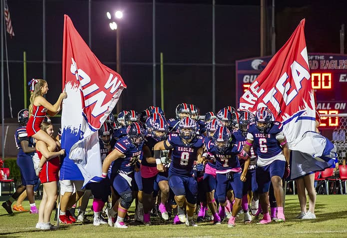 Springstead Eagles stampede onto the field. (Photo by Hanna Maglio)