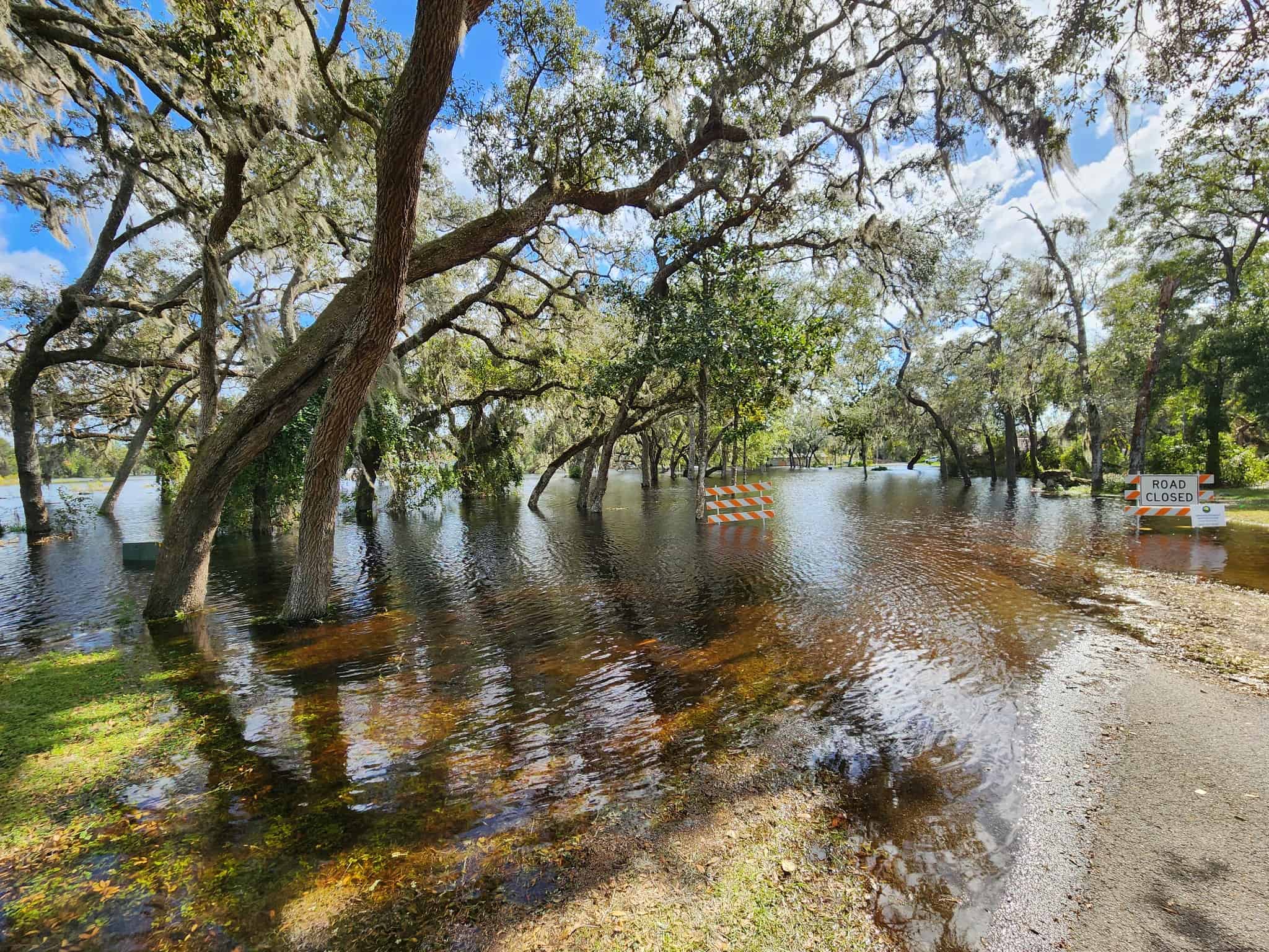 Road closed due to flooding in the Ridge Manor / West Lake community, Oct. 21, 2024. 
[Photo by Austyn Szempruch]