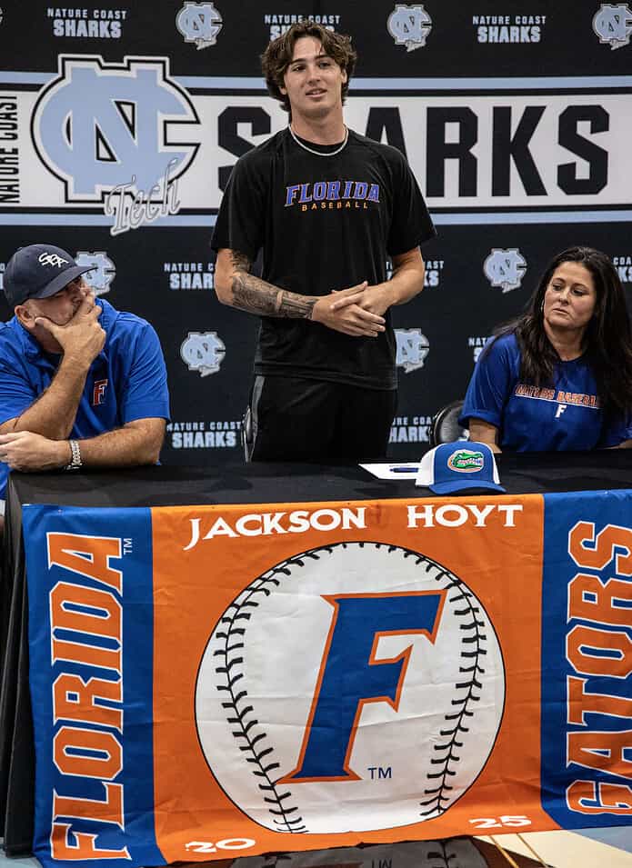 Left to right: Father Rich Hoyt, Jackson Hoyt and Mother Kelly Hoyt. [Credit: Austen Aupperlee]