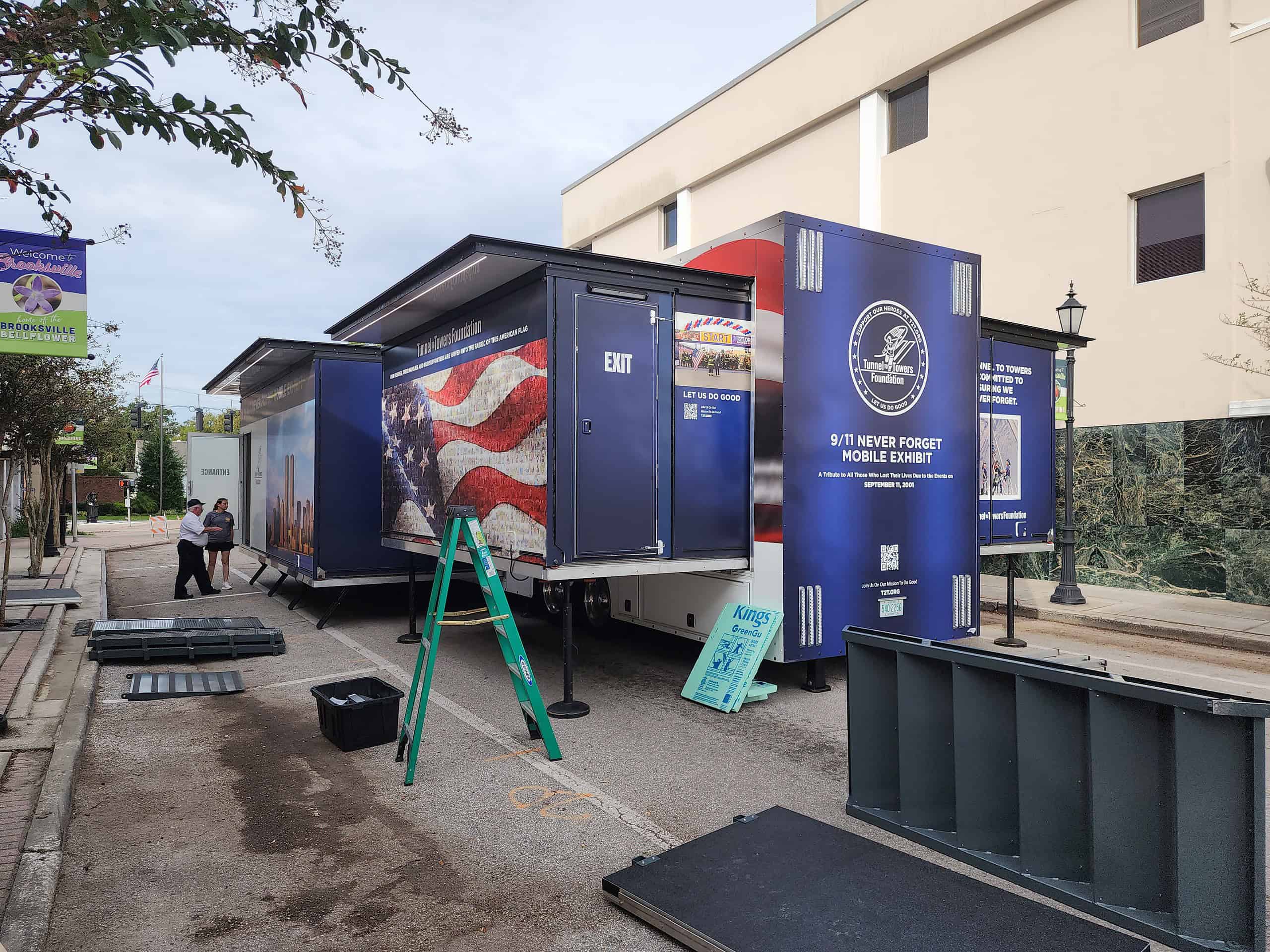 The 9/11 Never Forget Exhibit set up shop in Brooksville on Thursday. [Photo by Austyn Szempruch]