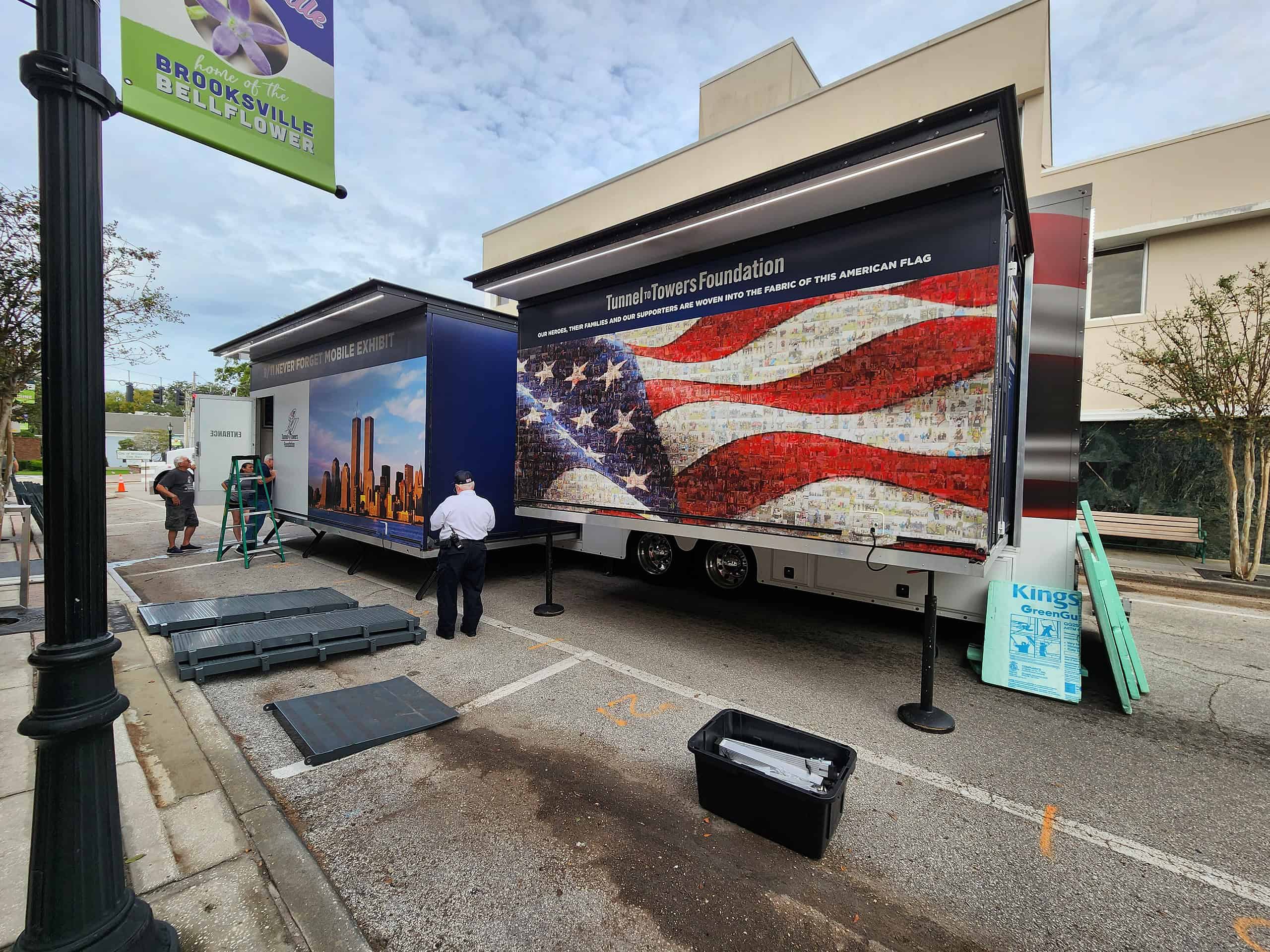 The 9/11 Never Forget Exhibit set up shop in Brooksville on Thursday. [Photo by Austyn Szempruch]