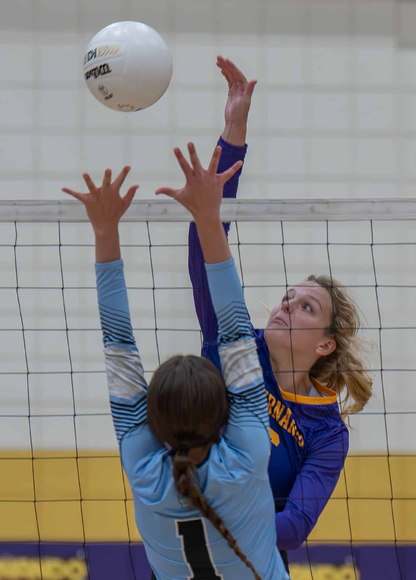 Hernando High’s, 6, Kayla Ward hit cross court in the volleyball match with Nature Coast. [2023 file photo by Joseph Dicristofalo]