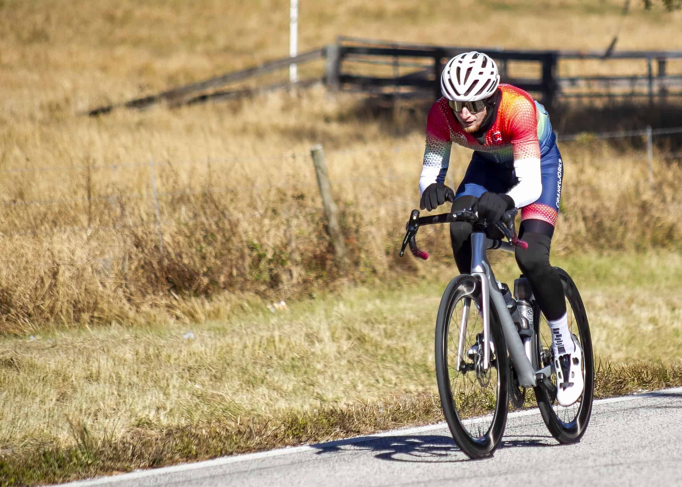 Cyclist rides down Mondon Hill Road in Brooksville, Fla., on Saturday, December 7, 2024. [Credit: Hanna Maglio]