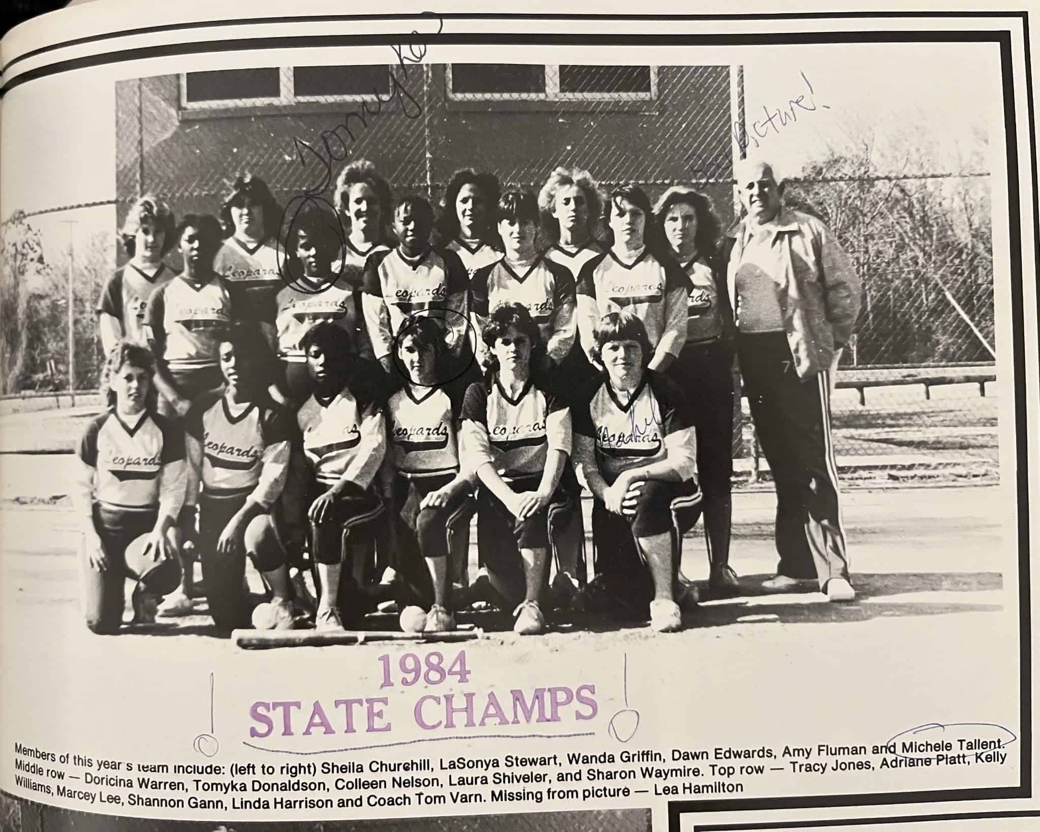 1984 HHS state championship softball team. [ Courtesy of Dawn Quinn / HHS Yearbook photo]