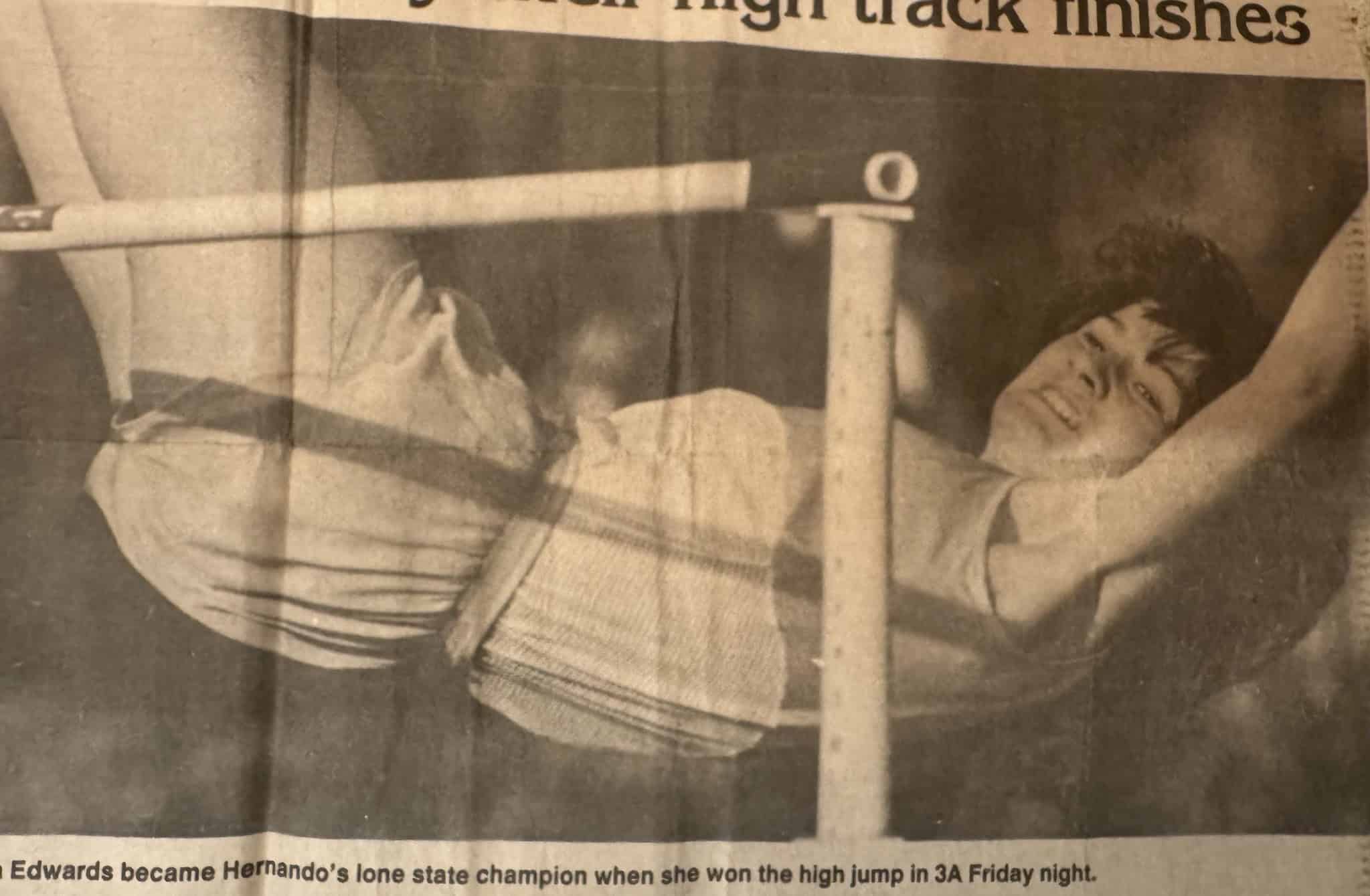 Newspaper clipping of Tara in her high school track days. [Courtesy of Tara King]