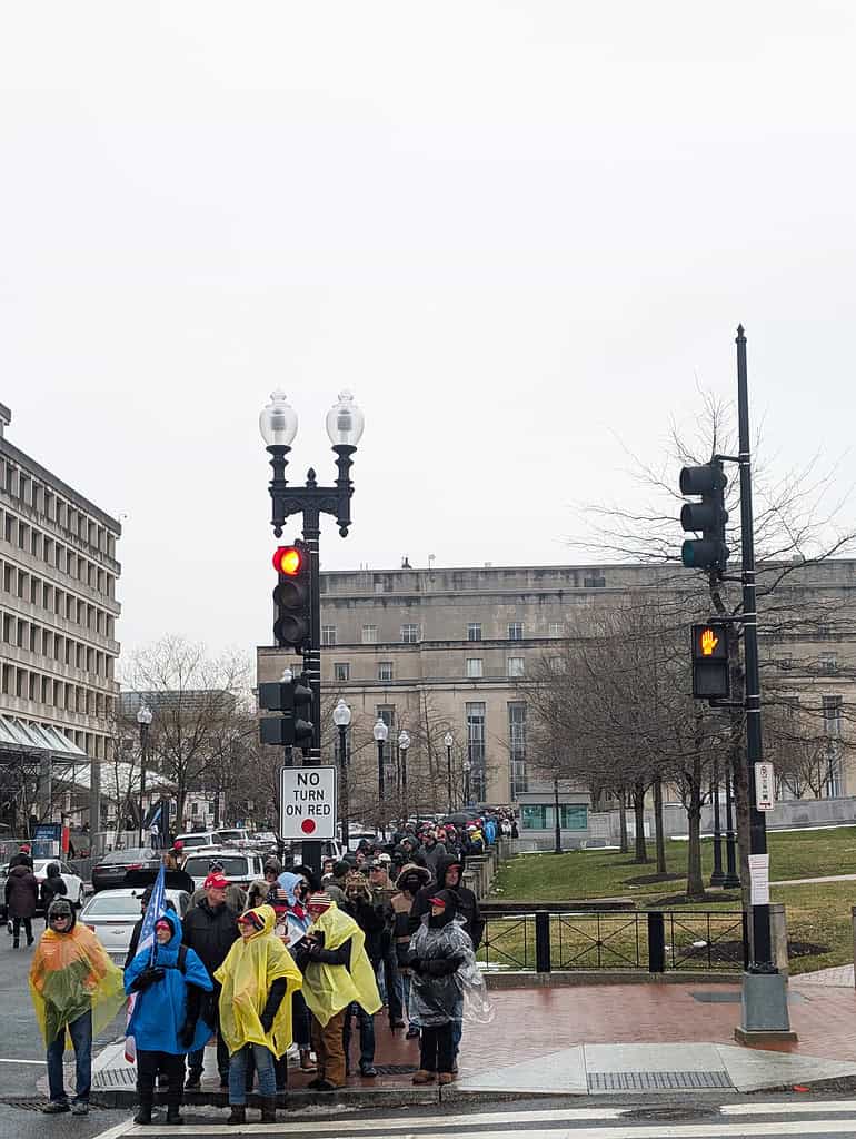 A large line for the Victory Rally on Sunday, Jan. 19, 2025.  [Credit: Hanna Fox Maglio]