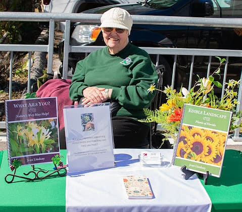 Local author Jean Lindsay displays her books about gardening and herbs at Booksville on January 25, 2025. [Photo by Jenifer Truitt]