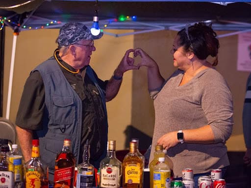 Brooksville Main Street bartenders Chuck Wilson and Anna Olivira at the Tangerine Drop December 31, 2024. [Photo credit Jenifer Truitt]