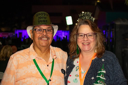 Miguel and Barbara Frausto enjoyed dinner and music during their VIP Experience at the Tangerine Drop December 31, 2024. [Photo credit Jenifer Truitt]