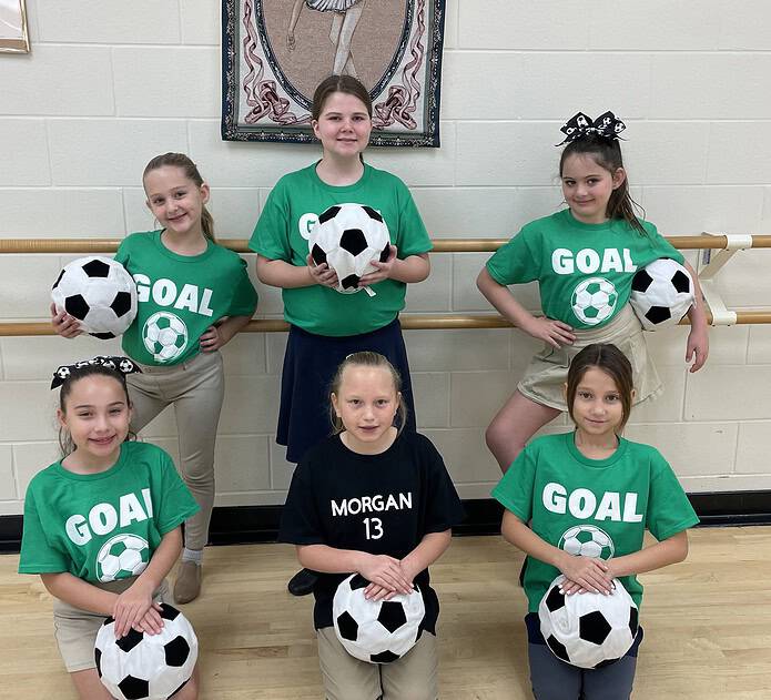 (L-R) Back row: Zephyr Forrest, Rylee Diffendal, Giana Whitney; Front row: Adalyn Deanet, Aliyah LoBianco, Mya Villemaire. [Credit: Sarah Nachin]