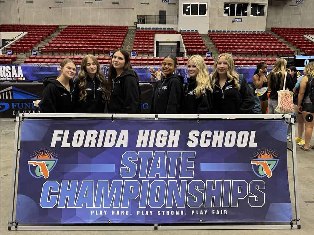 The Nature Coast girls weightlifting state qualifiers pose together at the FHSAA 2A State Championships on Friday at the RP Funding Center in Lakeland. Those state qualifiers included Keanna Cepeda, Sophie Shellenberger, Payton Fahey, Kinsey Baker, Lilyanna Norton and Katie Calise. [Photo provided by Tania Kelly]