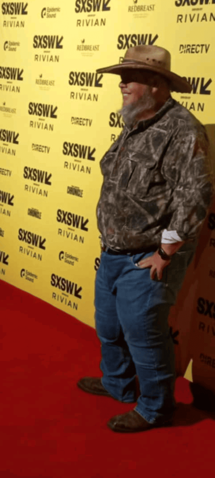 Toby interacting with members of the press corps, on the red carpet prior to the film's premier at the South by Southwest Film Festival in Austin TX [Courtesy photo]