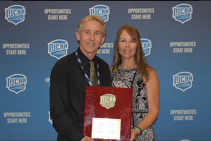 Steve Winterling and wife Christine when he received the Loyalty Award from the National Junior College Athletic Association.