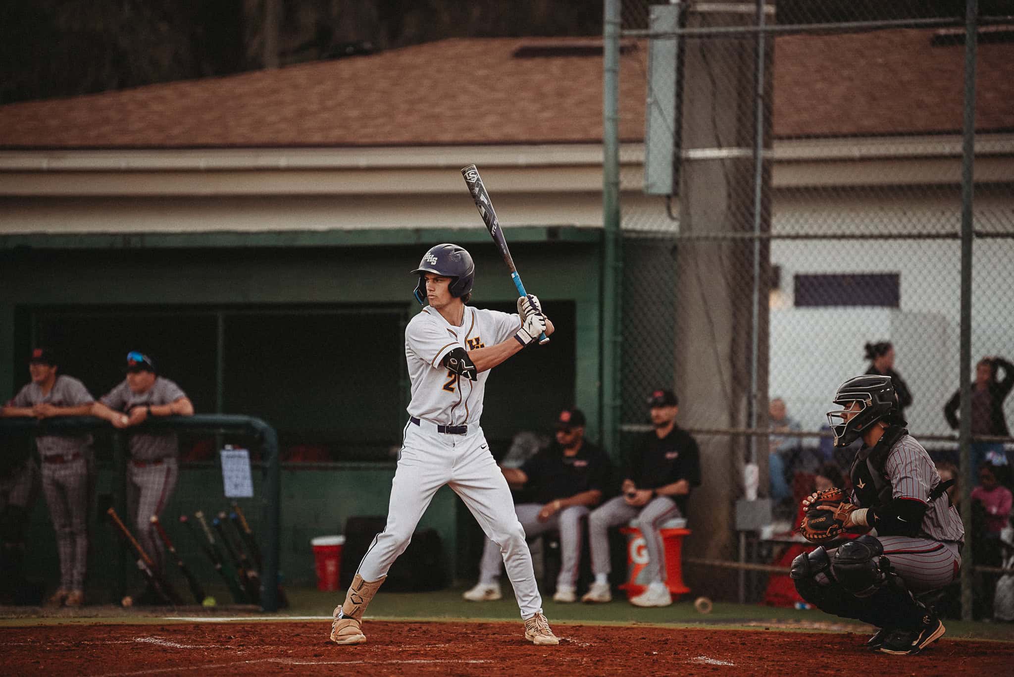 Leopard's Austin Knierim (JR) hits a line drive against South Sumter. [Photo by Cynthia Leota]